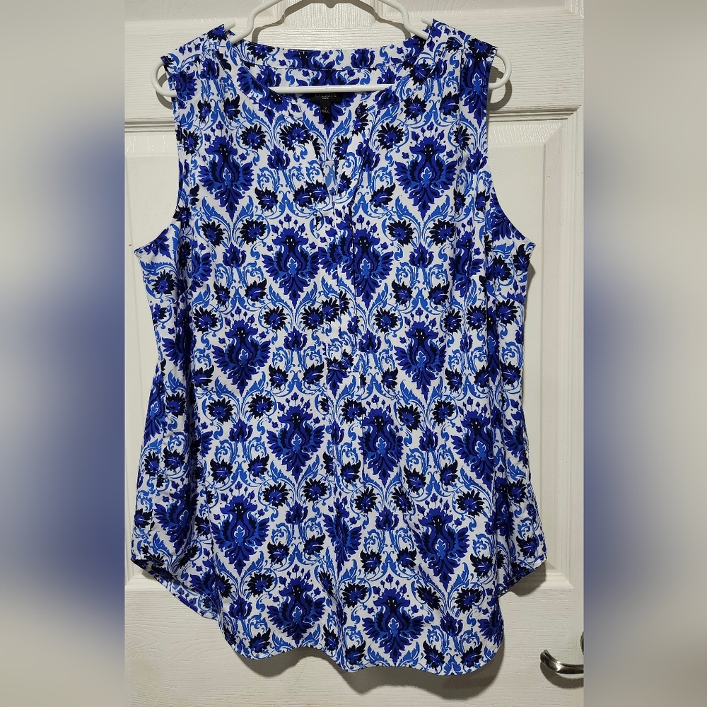 Talbots Royal Blue & White Sleeveless Top Size 1X